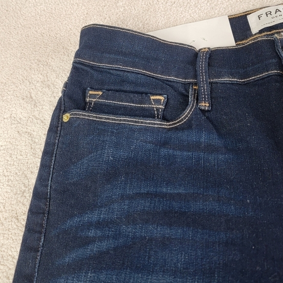 Frame Le Skinny De Jeanne Fellah Slit Rivet Clean Denim Blue Jeans Sz 31 NEW - Picture 6 of 16